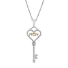 Diamond "Mom" Key Pendant In Sterling Silver & 10K Rose Gold