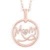 Diamond "Mom" Pendant In 10K Rose Gold