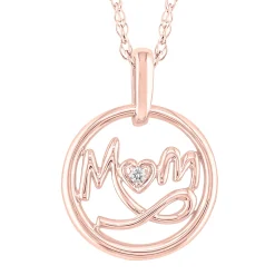 Diamond "Mom" Pendant In 10K Rose Gold