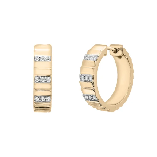 Diamond Multi-Row Ribbed Hoop Earrings In Vermeil, 17Mm (1/7 Ct. Tw.)