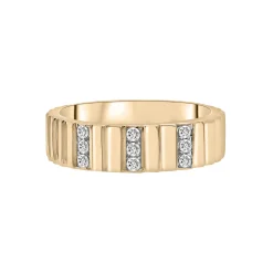 Diamond Multi-Row Ribbed Ring In Vermeil (1/7 Ct. Tw.)