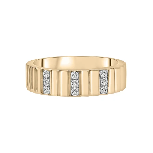 Diamond Multi-Row Ribbed Ring In Vermeil (1/7 Ct. Tw.)