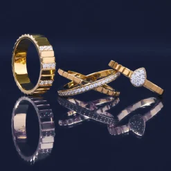 Diamond Multi-Row Ribbed Ring In Vermeil (1/7 Ct. Tw.)