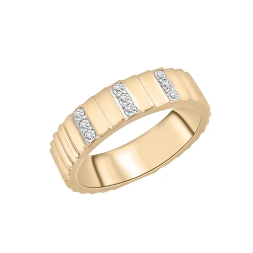 Diamond Multi-Row Ribbed Ring In Vermeil (1/7 Ct. Tw.)