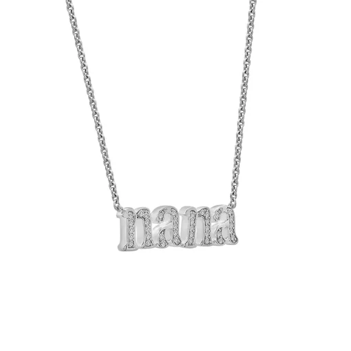 Diamond "Nana" Necklace In Sterling Silver (1/7 Ct. Tw.)