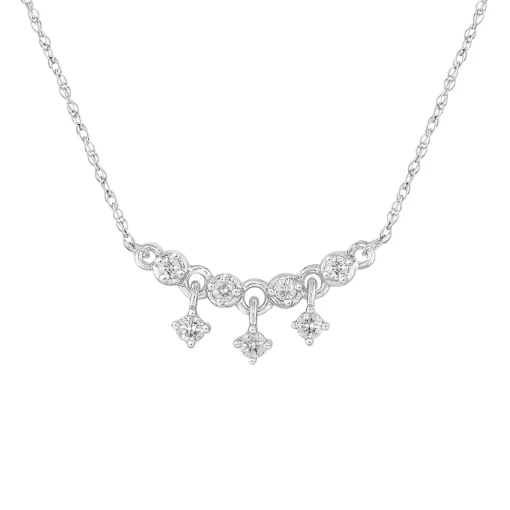 Diamond Necklace In 10K White Gold (1/10 Ct. Tw.)
