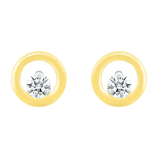 Diamond Open Circle Stud Earrings In 10K Yellow Gold (1/7 Ct. Tw.)