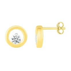Diamond Open Circle Stud Earrings In 10K Yellow Gold (1/7 Ct. Tw.)