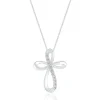 Diamond Open Cross Pendant In Sterling Silver