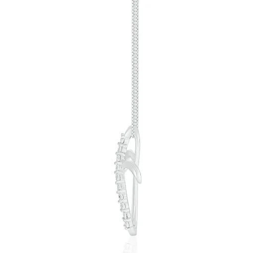Diamond Open Cross Pendant In Sterling Silver