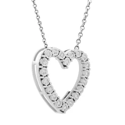Diamond Open Heart Pendant In Sterling Silver (1/10 Ct. Tw.)