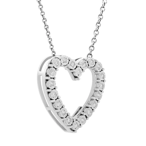 Diamond Open Heart Pendant In Sterling Silver (1/10 Ct. Tw.)