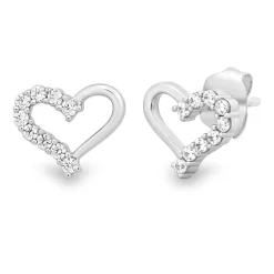 Diamond Open Heart Stud Earrings In Sterling Silver (1/4 Ct. Tw.)