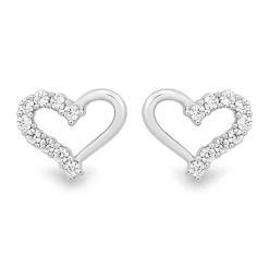 Diamond Open Heart Stud Earrings In Sterling Silver (1/4 Ct. Tw.)