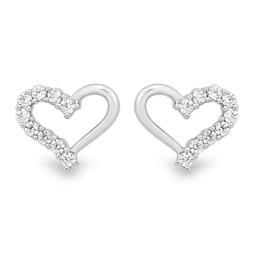 Diamond Open Heart Stud Earrings In Sterling Silver (1/4 Ct. Tw.)