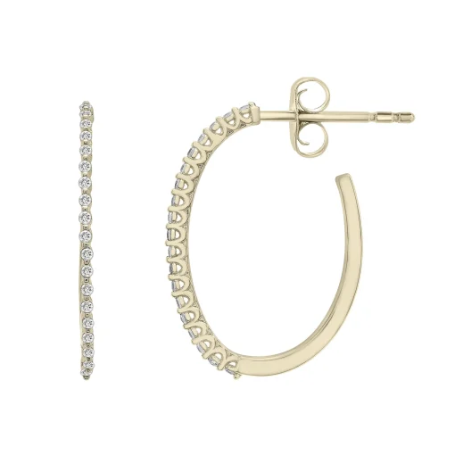 Diamond Open J-Hoop Earrings In 10K Yellow Gold (1/4 Ct. Tw.)