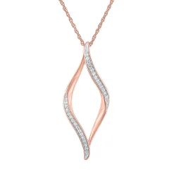 Diamond Open Marquise Pendant In Sterling Silver With 10K Rose Gold Plating (1/10 Ct. Tw.)