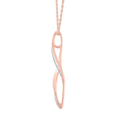 Diamond Open Marquise Pendant In Sterling Silver With 10K Rose Gold Plating (1/10 Ct. Tw.)