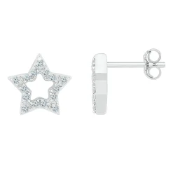 Diamond Open Star Stud Earrings In Sterling Silver (1/7 Ct. Tw.)