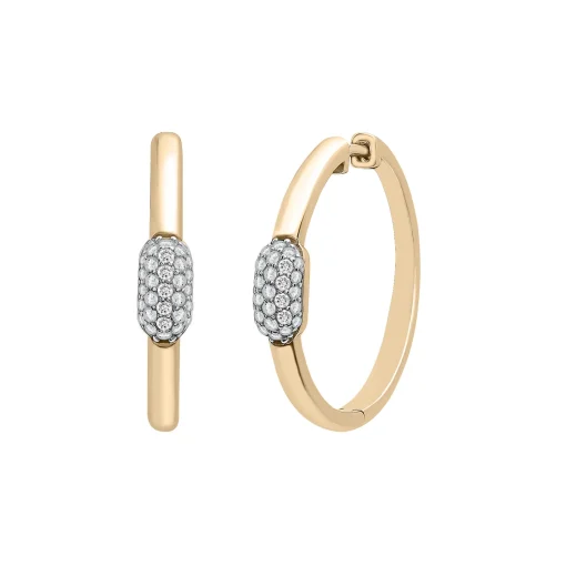 Diamond Oval Cluster Hoop Earrings In Vermeil (1/5 Ct. Tw.)