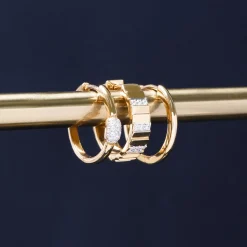 Diamond Oval Cluster Hoop Earrings In Vermeil (1/5 Ct. Tw.)