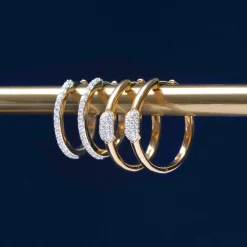Diamond Oval Cluster Hoop Earrings In Vermeil (1/3 Ct. Tw.)