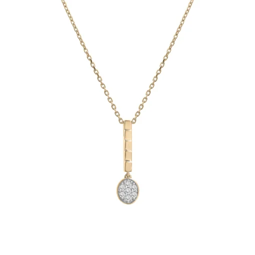 Diamond Oval Cluster Ribbed Drop Pendant In Vermeil (1/10 Ct. Tw.)