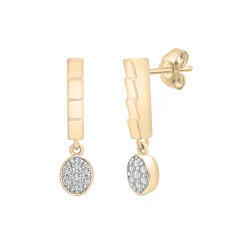 Diamond Oval Cluster Ribbed Drop Earrings In Vermeil (1/10 Ct. Tw.)