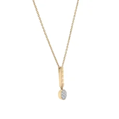Diamond Oval Cluster Ribbed Drop Pendant In Vermeil (1/10 Ct. Tw.)