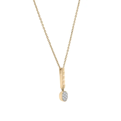 Diamond Oval Cluster Ribbed Drop Pendant In Vermeil (1/10 Ct. Tw.)