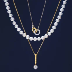 Diamond Oval Cluster Ribbed Drop Pendant In Vermeil (1/10 Ct. Tw.)