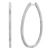 Diamond Oval Hoop Earrings In Sterling Silver (1/4 Ct. Tw.)
