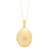 Diamond Oval Locket In 14K Yellow Gold
