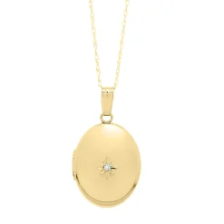 Diamond Oval Locket In 14K Yellow Gold