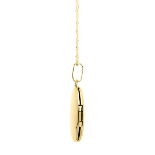 Diamond Oval Locket In 14K Yellow Gold