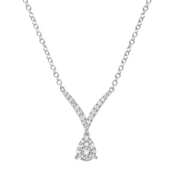 Diamond Pear-Shaped Cluster Drop V-Necklace (1/3 Ct. Tw.)