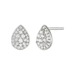 Diamond Pear-Shaped Cluster Stud Earrings In 10K White Gold (1/3 Ct. Tw.)
