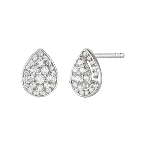 Diamond Pear-Shaped Cluster Stud Earrings In 10K White Gold (1/3 Ct. Tw.)