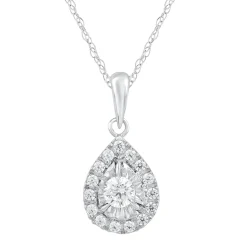 Diamond Pear-Shaped Pendant In 10K White Gold (1/4 Ct. Tw.)