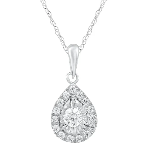 Diamond Pear-Shaped Pendant In 10K White Gold (1/4 Ct. Tw.)