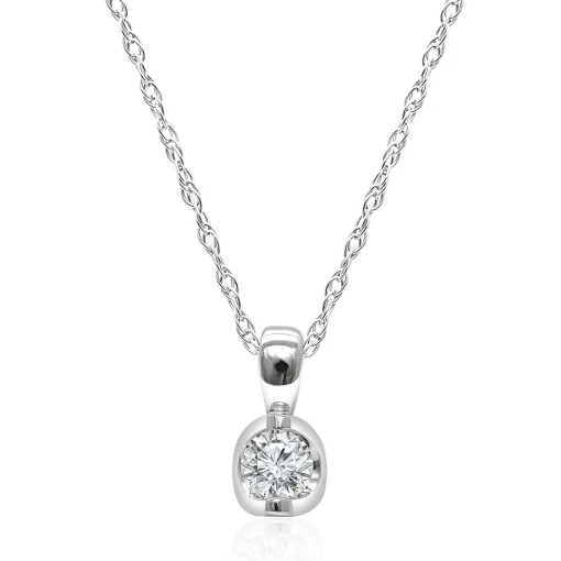 Diamond Pendant In 14K White Gold (1/7 Ct. Tw.)