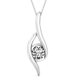 Diamond Pendant Swirl In 14K White Gold (1/8 Ct. Tw.)