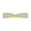 Diamond Pinched Coin Edge Stack Ring In 10K Yellow Gold (1/4 Ct. Tw.)