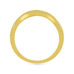 Diamond Pinched Coin Edge Stack Ring In 10K Yellow Gold (1/4 Ct. Tw.)