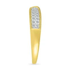 Diamond Pinched Coin Edge Stack Ring In 10K Yellow Gold (1/4 Ct. Tw.)