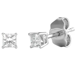 Diamond Princess-Cut Solitaire Stud Earrings In (1/3 Ct. Tw.)