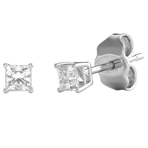 Diamond Princess-Cut Solitaire Stud Earrings In (1/3 Ct. Tw.)