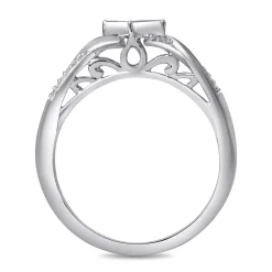 Diamond Quad-Center Bypass Promise Ring In Sterling Silver (1/5 Ct. Tw.)