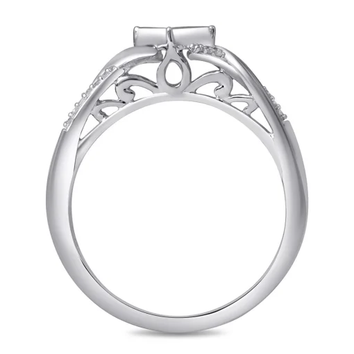 Diamond Quad-Center Bypass Promise Ring In Sterling Silver (1/5 Ct. Tw.)
