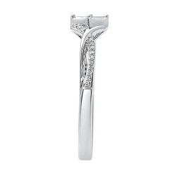 Diamond Quad-Center Bypass Promise Ring In Sterling Silver (1/5 Ct. Tw.)